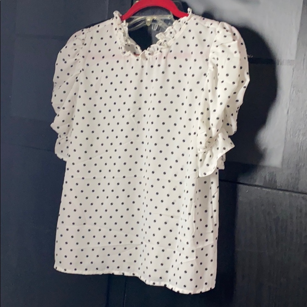 SOLD.....Sheer summer Polka dot blouse!!